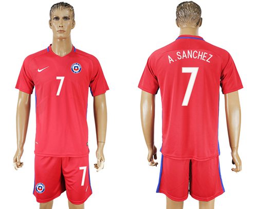 Chile #7 A.Sanchez Home Soccer Country Jersey